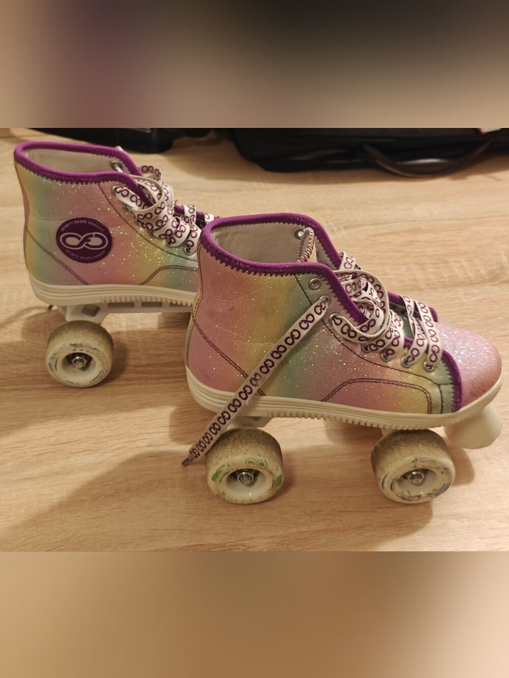 ROLLA INFINITY Roller Skates Girls Tie Dye Sparkle White, Purple & Pink Size 2